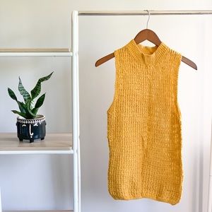 Billabong yellow mustard knit high neckline tank